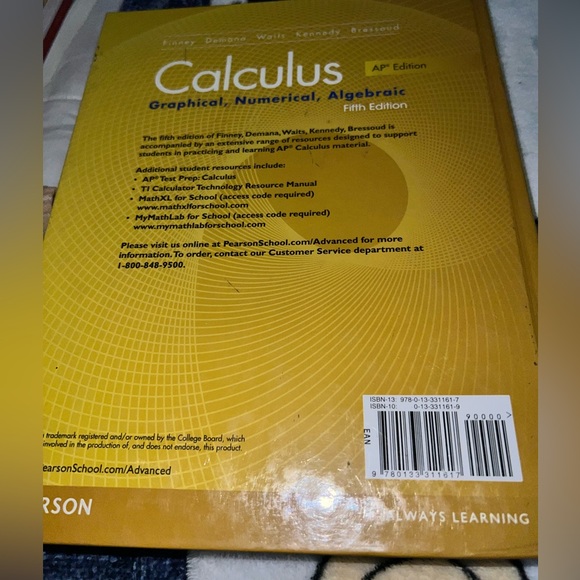Calculus Graphical, Numerical, Algebraic. AP+5th edition. ISBN 978-0-13-331161-7 - Picture 4 of 5